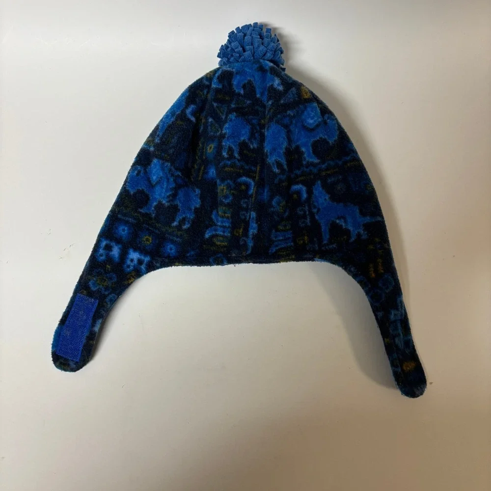 Columbia Toddler Blue Bear Print Fleece Trapper Hat XY0019 Ear Flap Beanie O/S